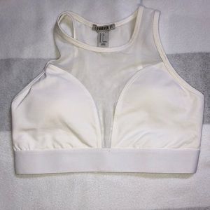 White mesh sports bra